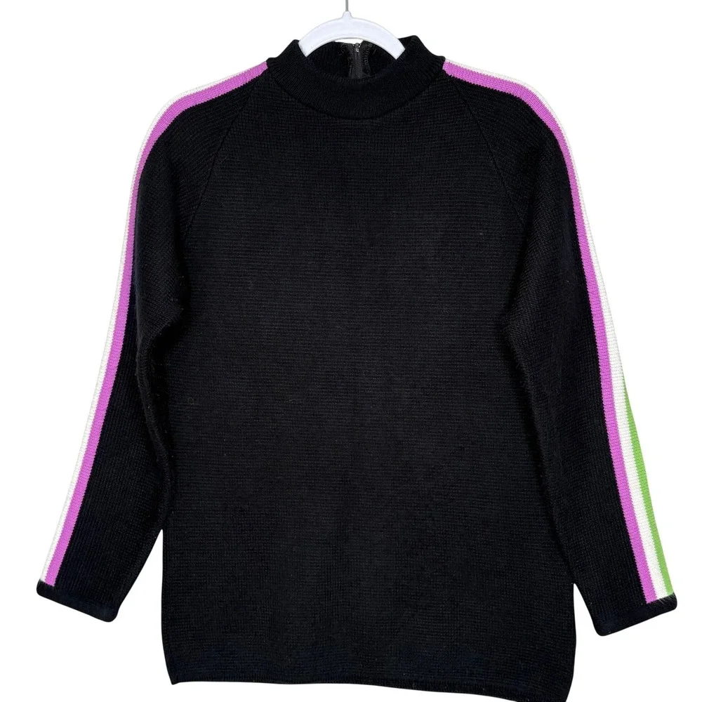 Vtg 70s Arcticwear Snowmobile Racing Sweater M 38 Black Gorpcore Moto Zip Back